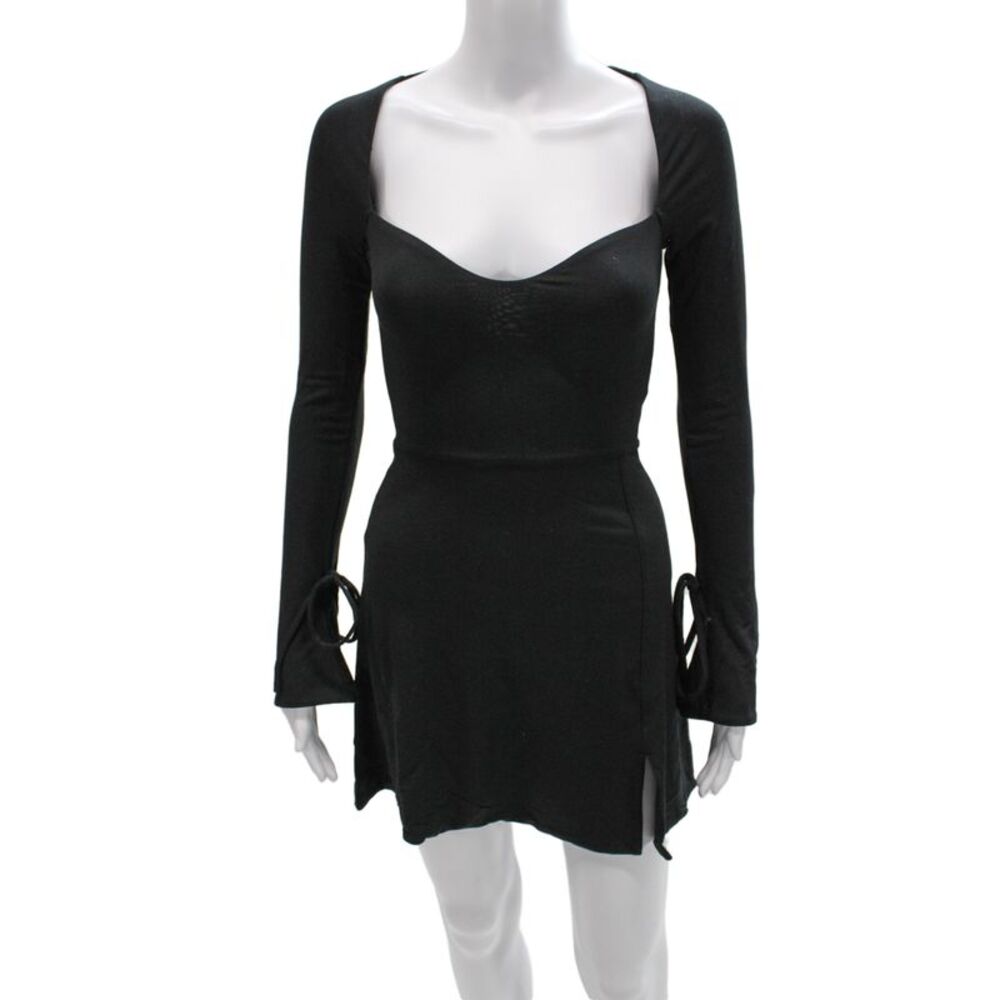 Oh Polly Womens Mini Dress Black Sweetheart Long Sleeve Modal Size 2 - Picture 1 of 5